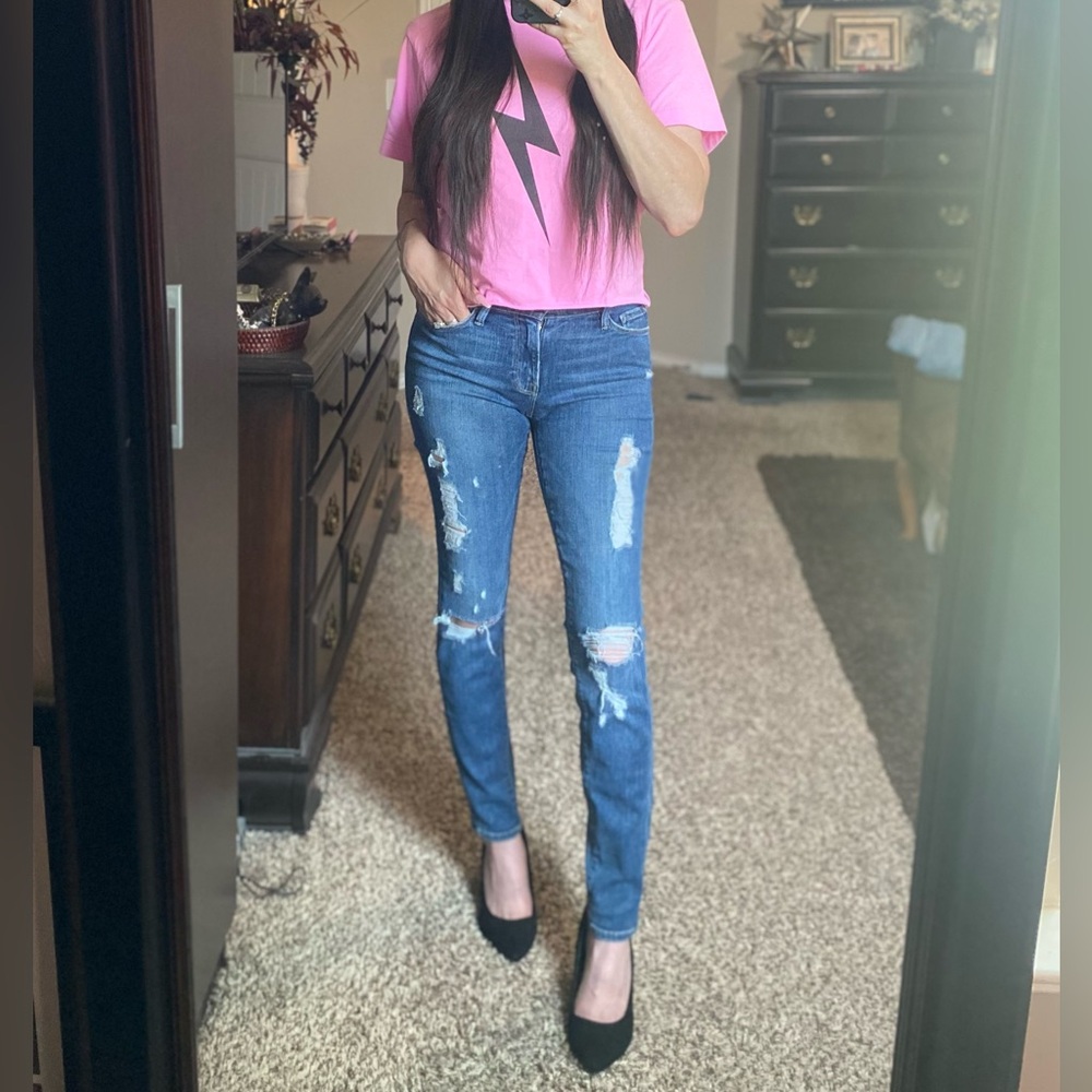 Frame Denim Le Skinny De Jeanne Distressed Jeans 27